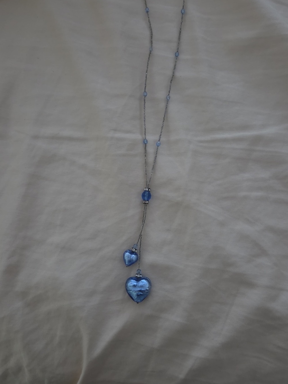 Venetian glass Blue Heart Pendant Long Necklace - Women Jewelry